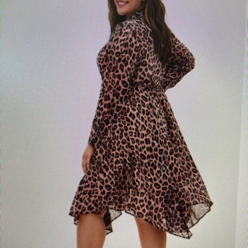 TORRID LEOPARD CHIFFON MIDI SHIRT DRESS NWT